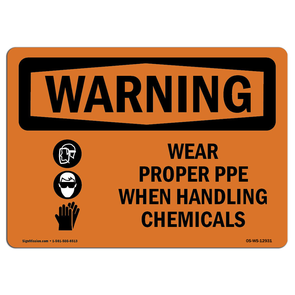 Danger: PPE Wear Protective Clothing When Handling Chemicals - Wall Sign