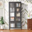 Grande armoire de rangement en métal avec 4 portes en verre, 5 tablettes et verre trempé gaufré pour une utilisation multifonctionnelle à la maison et au bureau