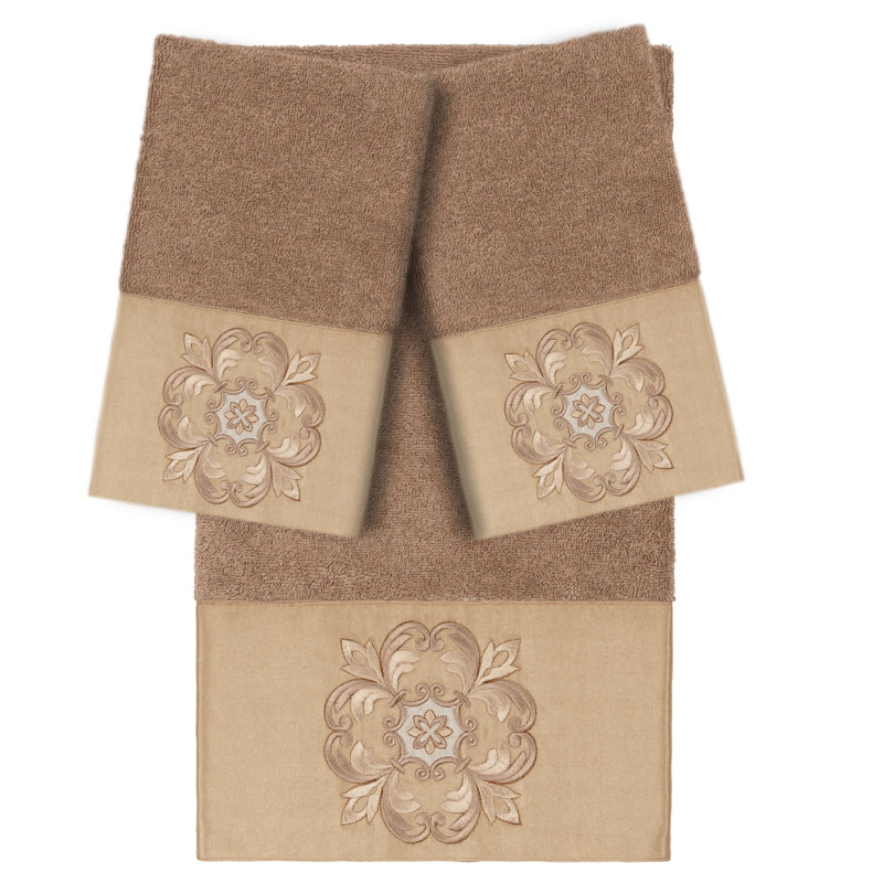 ALYSSA 3 Piece Turkish Cotton Towel Set, Latte