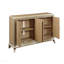 Armoire console en chêne naturel à motif soleil levant et finition taupe