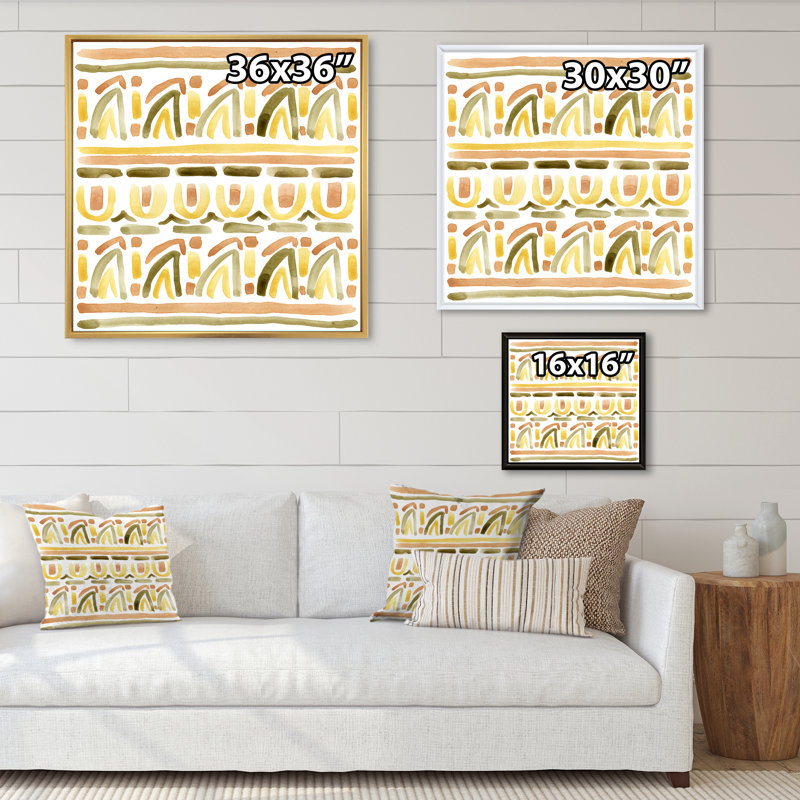 Ornement pierre pastel d'été VI - on, H 16 po x l 16 po x P 1 po, Toile naturelle avec cadre flottant