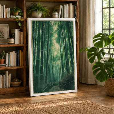 Path Through Bamboo Forest Japandi - Wrapped Canvas