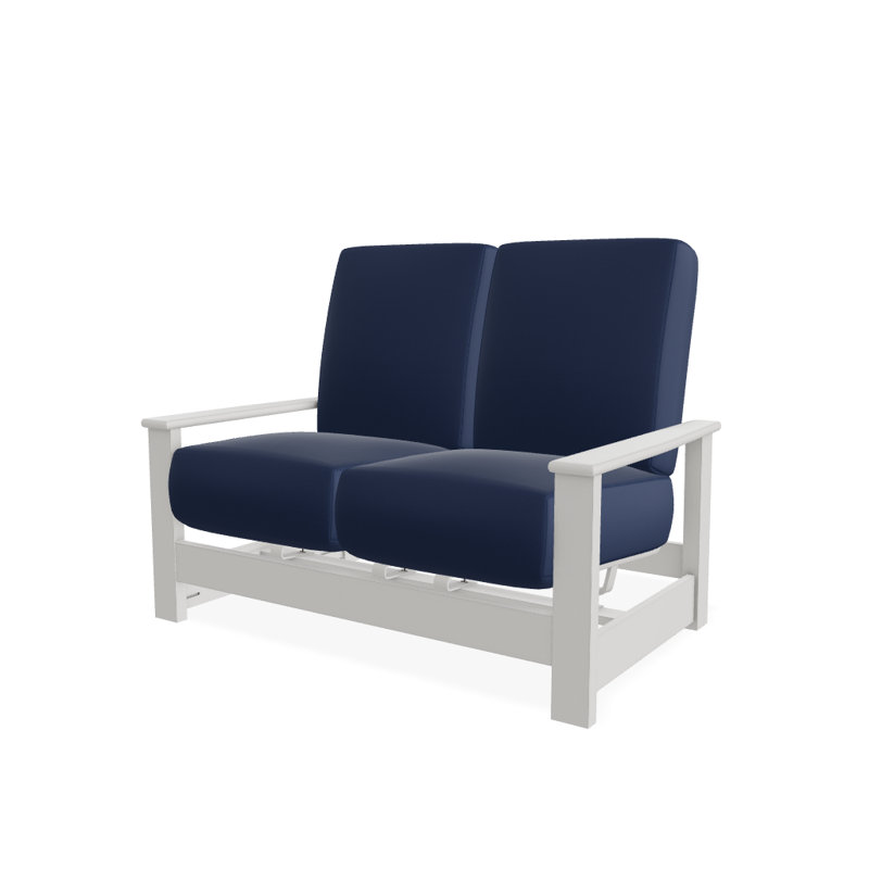 Leeward 56.5'' Wide Loveseat with Cushions, Canvas Navy Sunbrella® Canvas, Snow