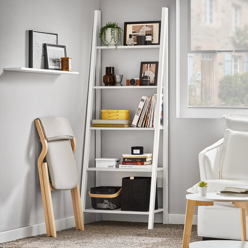 Madilynn 180cm H x 64cm W Ladder Bookcase, White