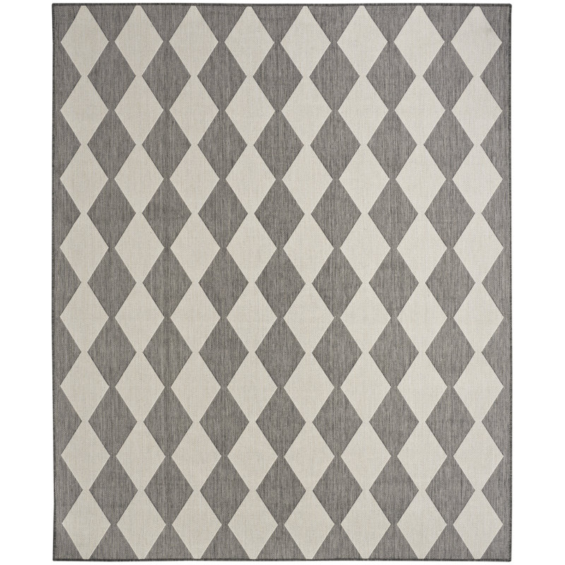 Rectangle Positano Indoor/Outdoor Area Rug, Gray, Rectangle 10' x 14'