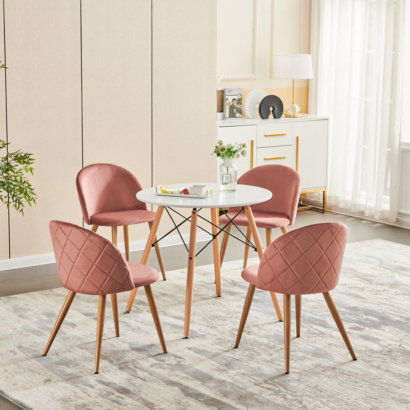 Chaise d'appoint rembourrée en velours Eurania, Rose