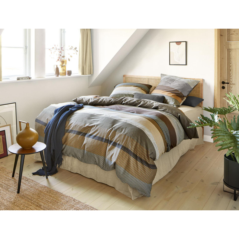 Sky 8424 Mako Satin Duvet Cover Set, Saffron, 240 x 220cm - 2 cushions 80 x 80cm)