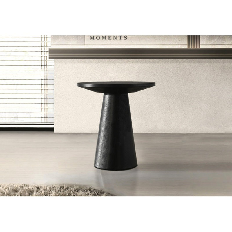 Console noire à piédestal rond, 20 po Dimensions, fabriquée en placage de chêne, table en bois d'hévéa à assemblage simple avec base, plateau biseauté, convient au placement