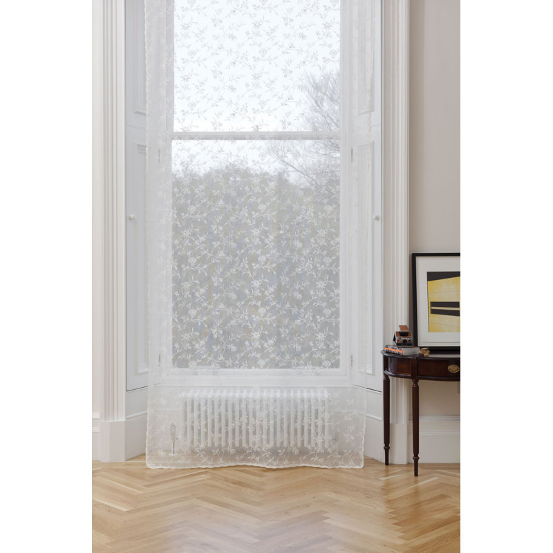 Cumbo Cotton Blend Sheer Curtain Single Panel, Ivory, 150 W x 230 D cm