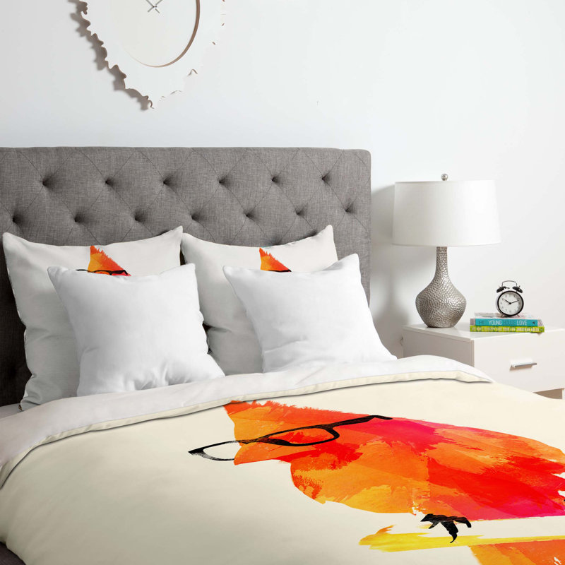 Ensemble de housse de couette punk oiseau, Housse de couette pour grand lit et 2 taies décor