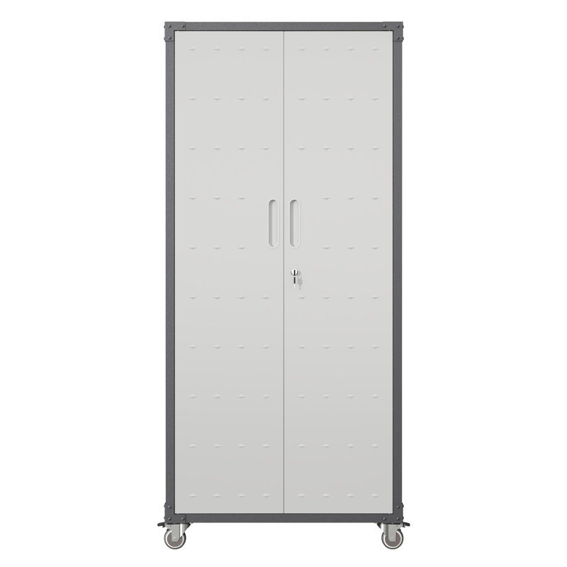 71" Metal Garage Storage Cabinet With Wheels - Heavy-Duty Tool Storage Cabinet For Home, Office, School, And Garage Organization/Gray