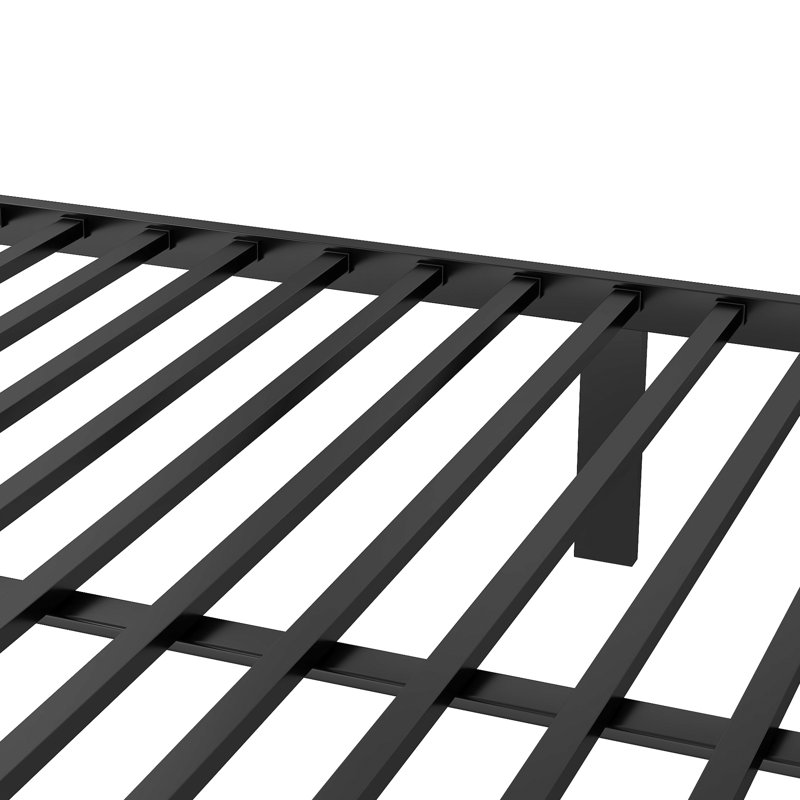 Black Metal Bunk Bed, Queen Over Queen, For Adults And Teens, With , Storage Shelf, 9.8" Bed , Stable Design Color, Included, Thick Tubes, Tightly Screwed Slats