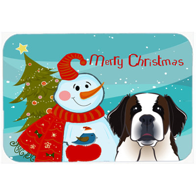 Caroline's Treasures Snowman Buddies with Saint Bernard Glass Cutting Board