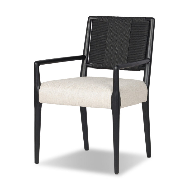 Rothler Dining Armchair-Alcala Wheat, Black Brushed Ash, Essence Natural