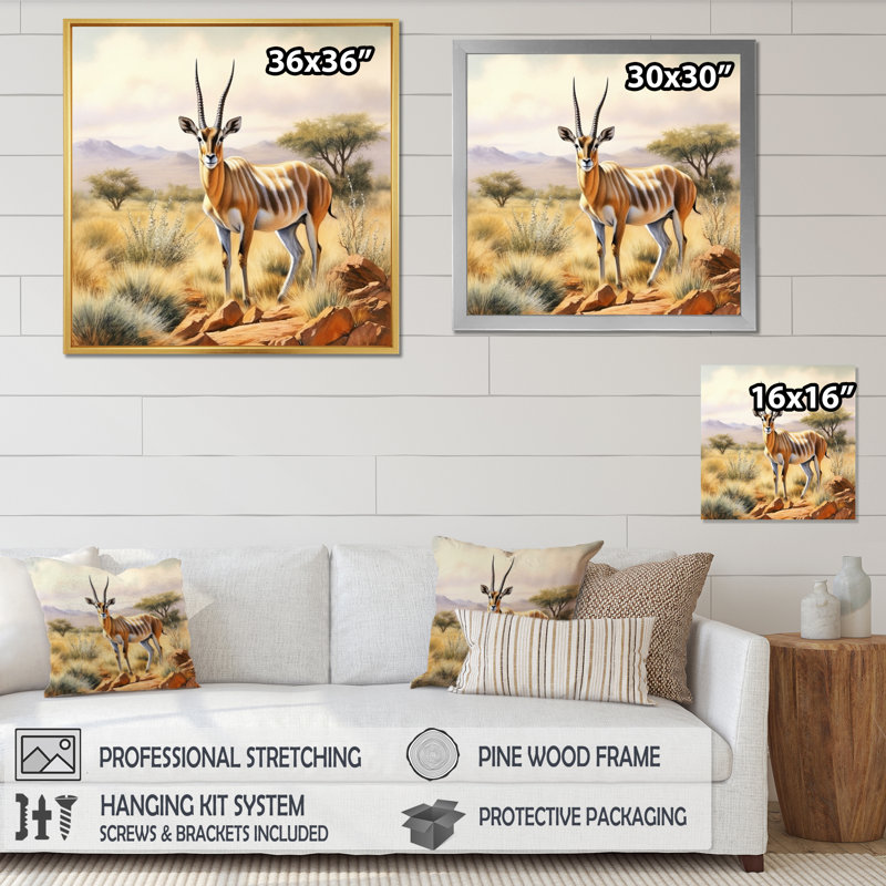 Graceful Antelope IV, reproduction d'art sur toile, Toile tendue, H 30 po x l 30 po x P 1 po
