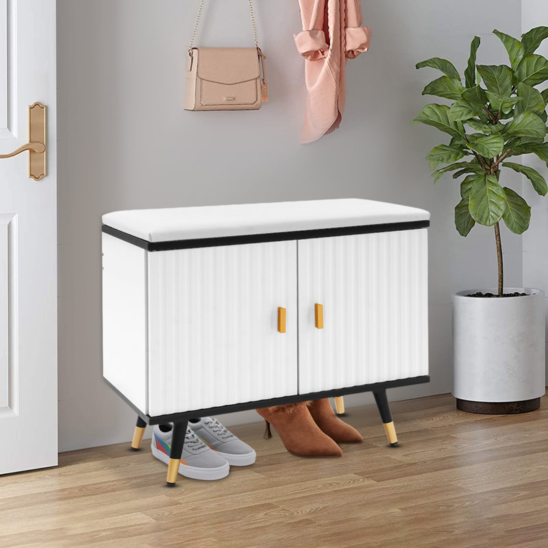 23.6*12.6 In Shoe Storage Bench, Black/White