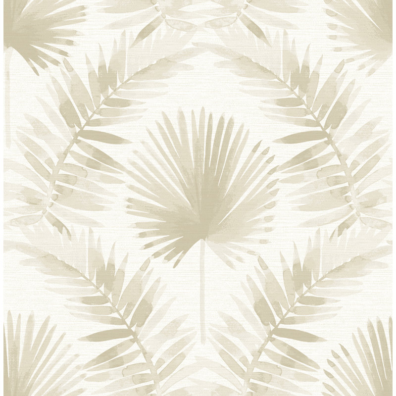 Rouleau de papier peint palmier peint L 33 pi x l 20,5 po Dorinda Calla, Beige