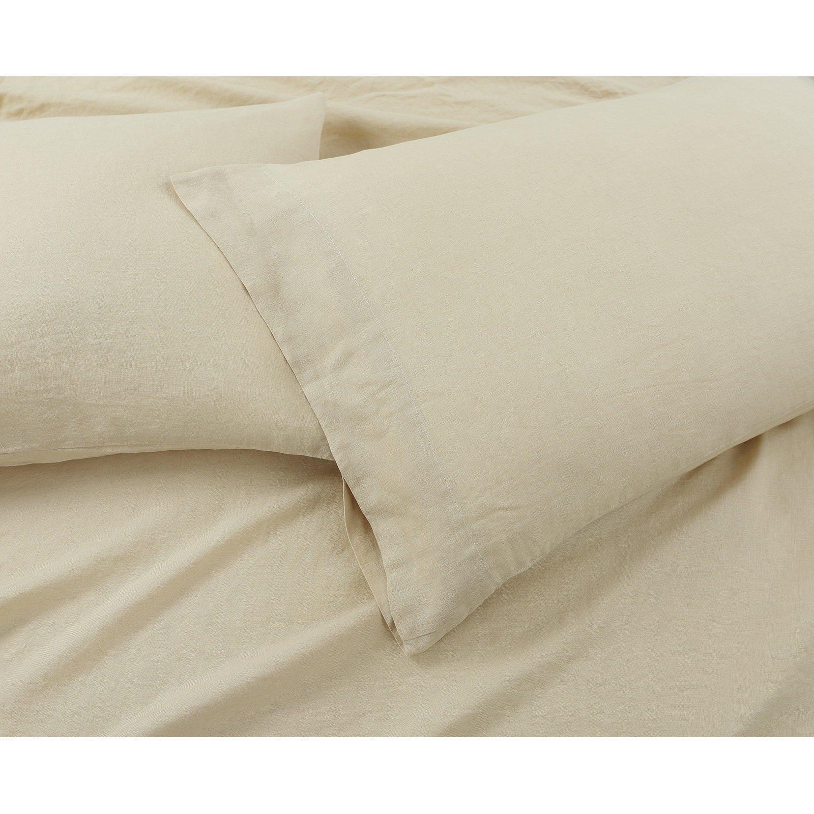 Rochelle Tan Belgian Flax Linen Reversible 3 Piece Duvet Cover Set