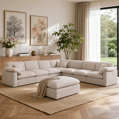 Canapé modulaire surdimensionné de 144 po avec 8 sièges 144 pouces Chenille
