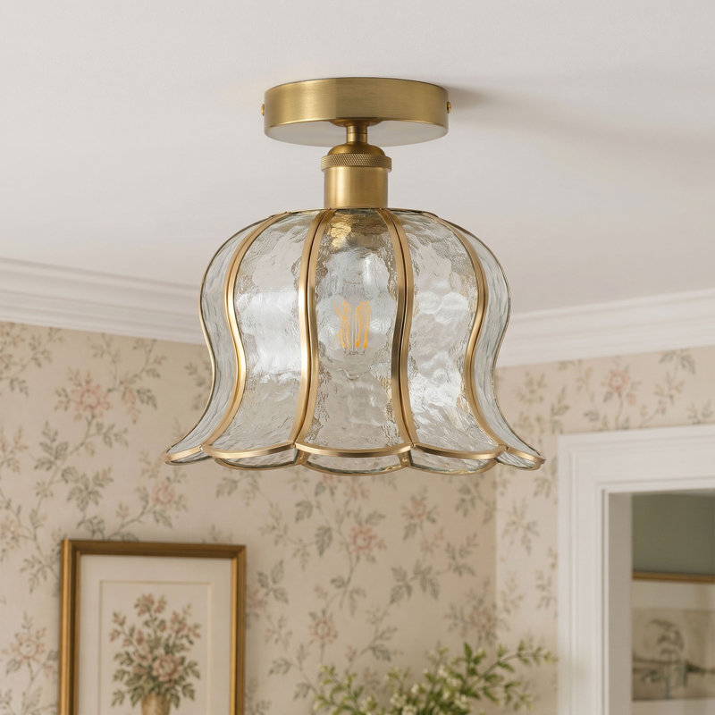1-Transparent glass dimmable iron Flush Mount light