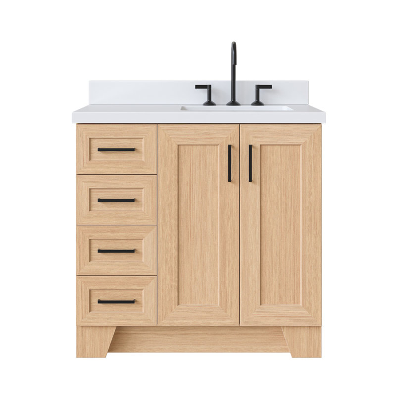 37 IN.  Single Bathroom Vanity, Right, Rectangular, Natural Oak