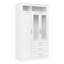 Armoire penderie 3 portes avec 3 tiroirs à DEL, blanc