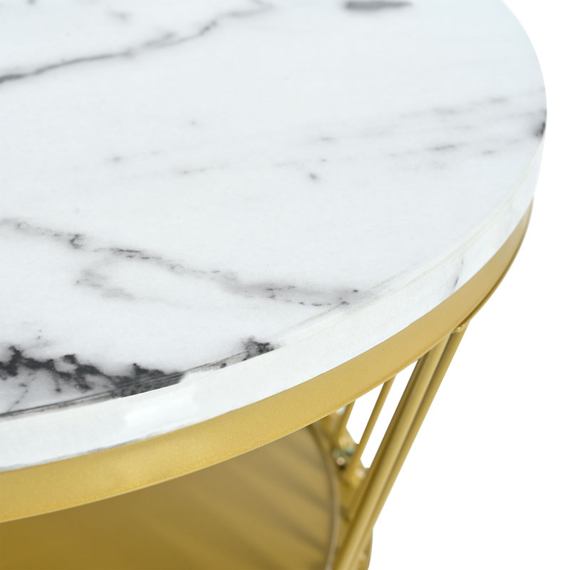 Table basse ronde avec cadre en fer 27,5 po Jehiah
