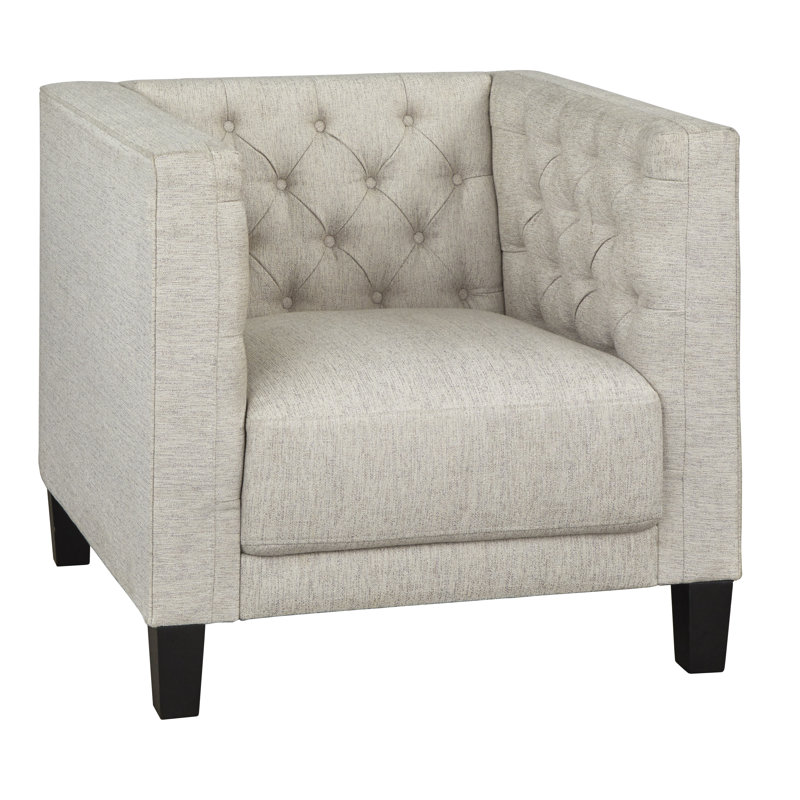 Fauteuil demi-tonneau de 34,5 po Nester, Polyester crème