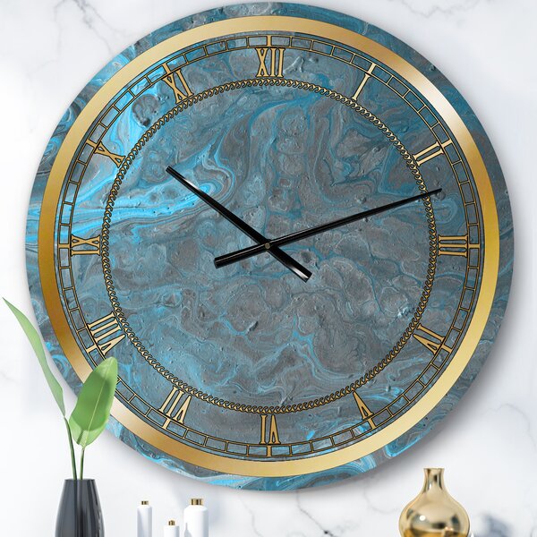 The Twillery Co. Blue and Grey Faux Marble Wall Clock & Reviews ...