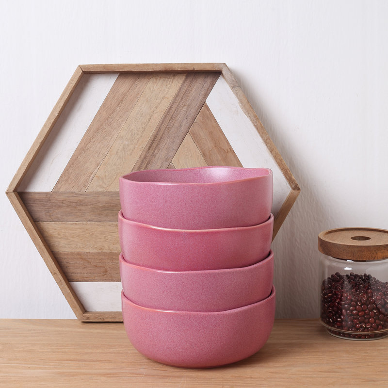 Stone Lain Tom 4-Piece Bowl Set Stoneware, Pink