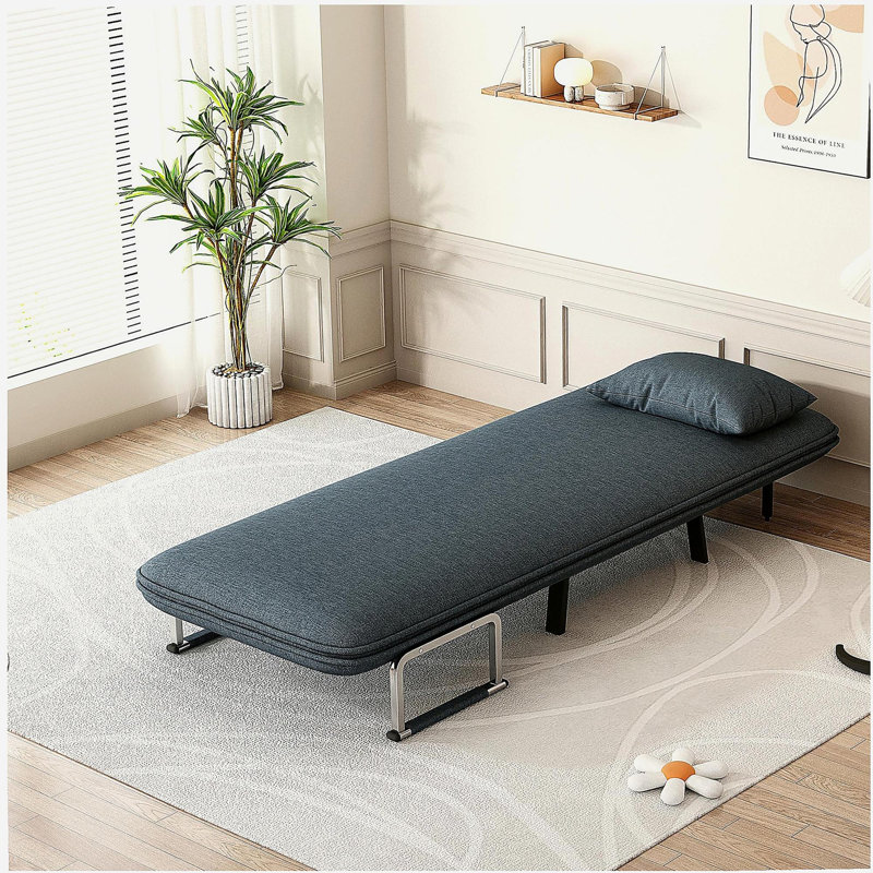 Fauteuil-lit convertible de 31,5 po, canapé-lit à trois volets avec dossier et coussin réglables, canapé-lit de loisirs avec structure en acier robuste pour la maison et le bureau, fauteuil-lit confortable