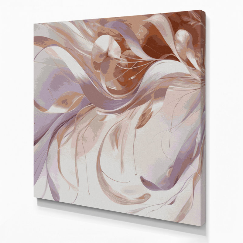 Lyrical Abstraction 73 Beige Canvas Wall Art, 12" H x 12" W