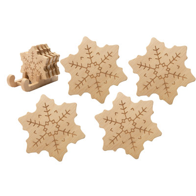 Bamboo Coaster Set 4 Piece Snowflake