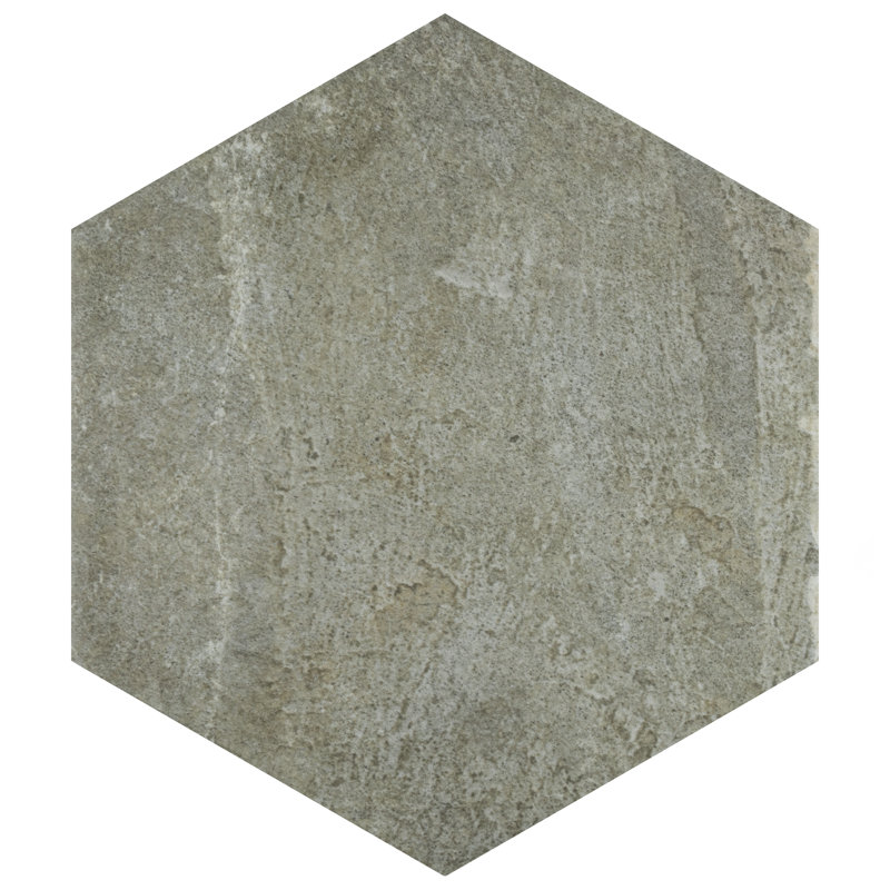 Heritage Hex 7" x 8" Porcelain Stone Look Wall & Floor Tile, Jungle