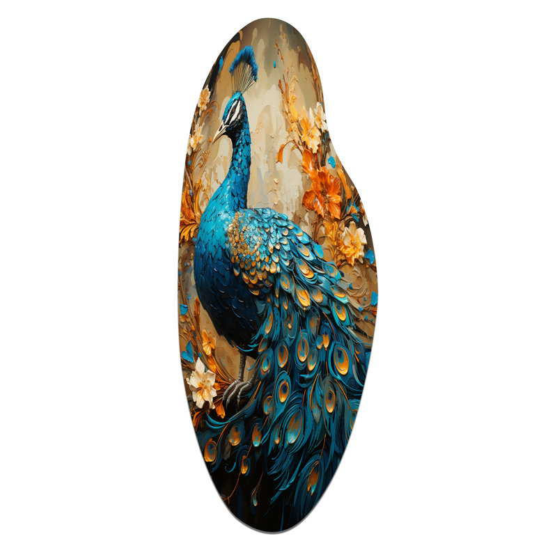 «Westbury - Curved Peacock», reproduction d'art asymétrique, H 38 po x l 15 po
