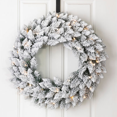 3-Piece Flocked Christmas Wreath and Garland Set