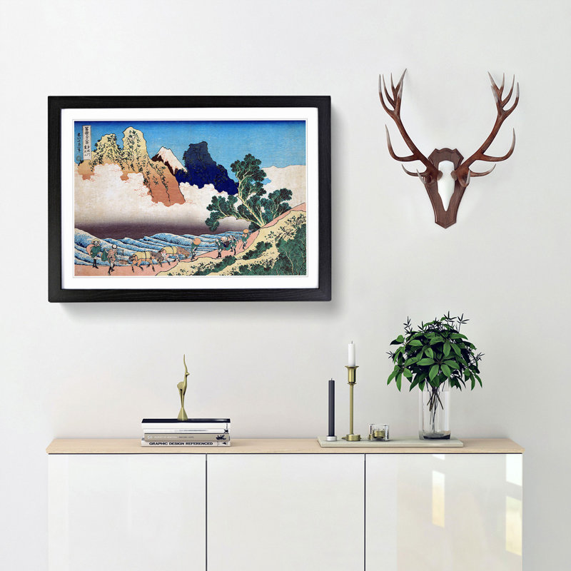 Mt. Fuji from the Minobu River by Katsushika Hokusai - Picture Frame Painting Print, 27cm H x 36cm W x 2cm D, Black Framed