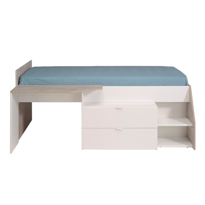 Milky Kids Twin Loft Bed with Drawers
