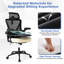Fauteuil de bureau ergonomique en filet avec soutien lombaire et appui-tête rabattable avec accoudoirs rabattables