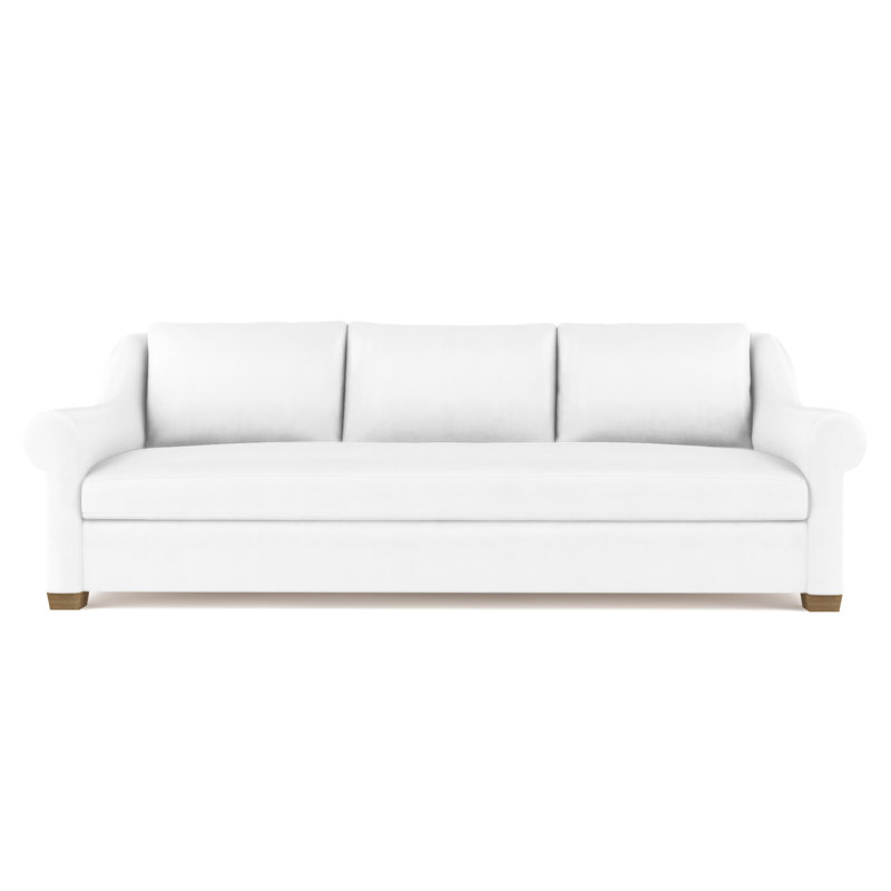 Canapé Thompson, H 32 po x l 96 po x P 41 po, Cuir rétro blanc, Patiné