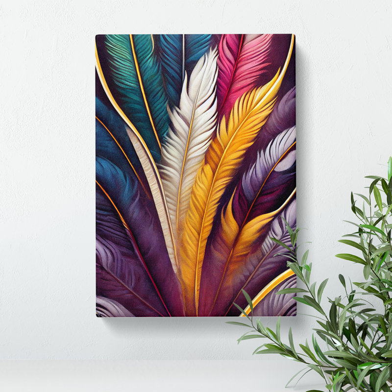 Feathers In Colour No.3 - Wrapped Canvas, 50cm H x 35cm W x 3cm D