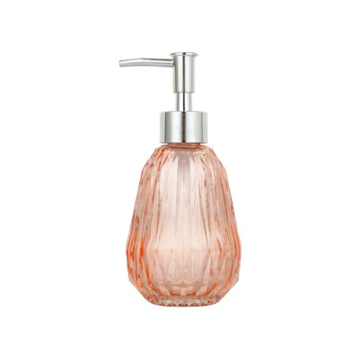 Bouteille d'eau en verre texturé Distributeur de savon liquide Distributeur de savon à main liquide pour salle de bain Premiums Bouteille à pompe pour gel douche Shampooing Lotion Évier de cuisine