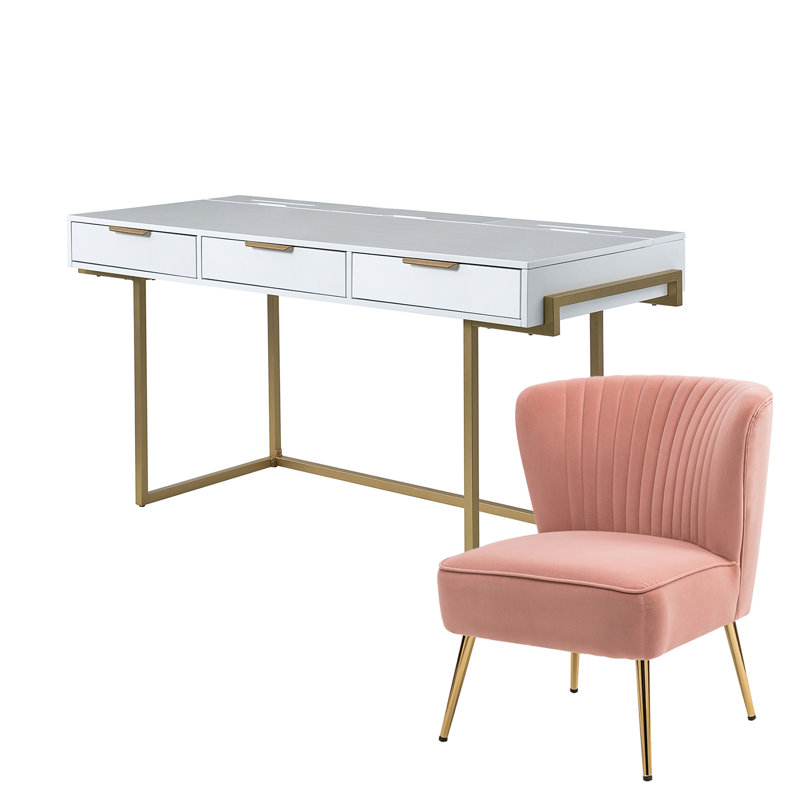 Manning Modern 2-Piece Desk Office Chair Set, Pink