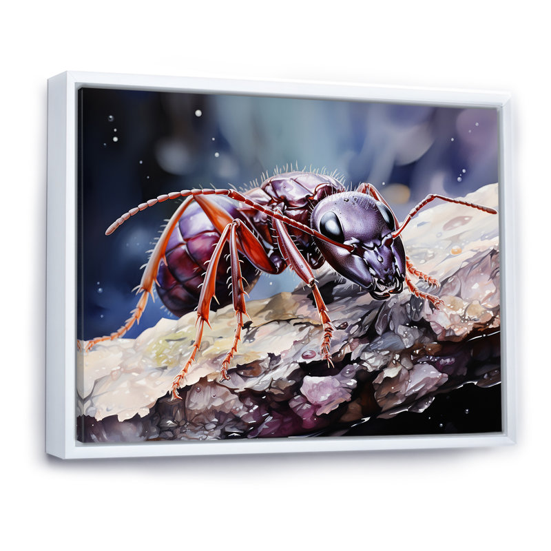 «Enchanted Microcosm Amethyst Ant» sur toile, Cadre flottant blanc, H 24 po x l 32 po x P 1 po