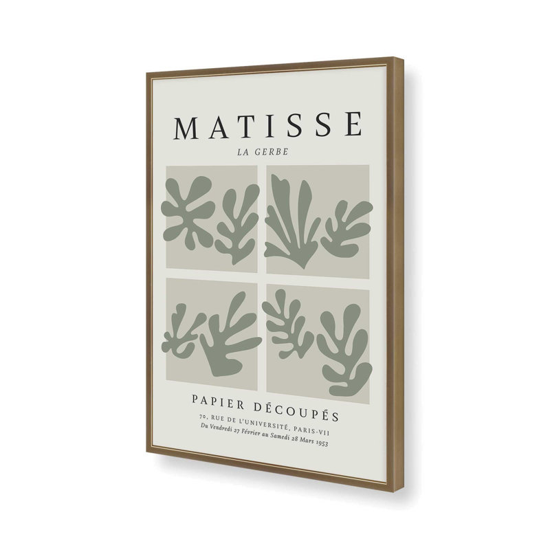 Matisse's La Gerbe Quartet, imprimé vert dans un cadre, H 15,25 po x l 12,25 po, Reproduction encadrée sans passe-partout