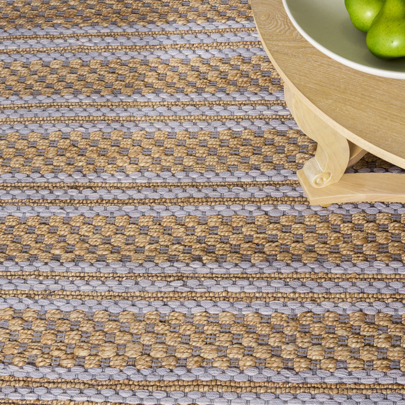 Martha Stewart 9528 Hand Tufted 40% Jute; 40% Wool; 20% Cotton Striped Rug, Rectangle 6' x 9'