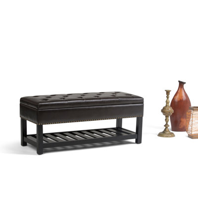 Lomond 44"W Tufted Ottoman Bench with Solid Wood Frame