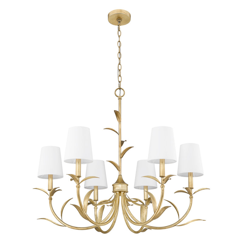 Lustre 6 lumières feuille d'or Parra, Feuille d’or