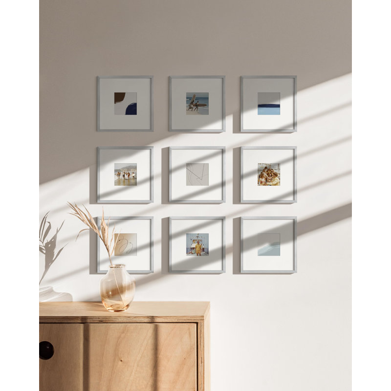 Cadre photo en bois, Argent argent, L 10 po x H 10 po, Métal métal