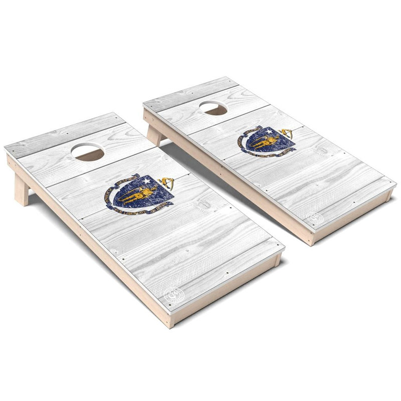 Ensemble de planches de cornhole composites toutes saisons en couleur Massachusetts State Flag, AUCUN accessoire